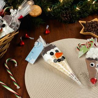 Hot chocolate with a Christmas tree wallpaper