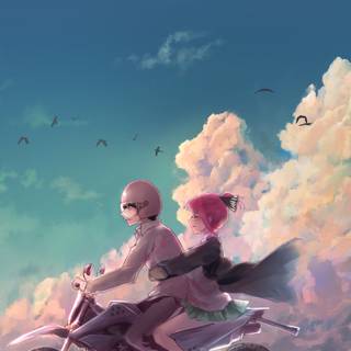 Pink anime laptop wallpaper