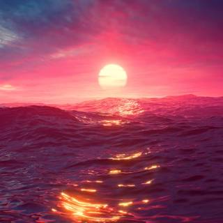 Aesthetic sunset computer wallpaper