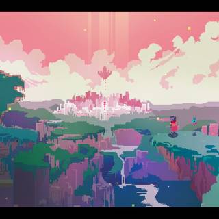 Pink pixel art wallpaper