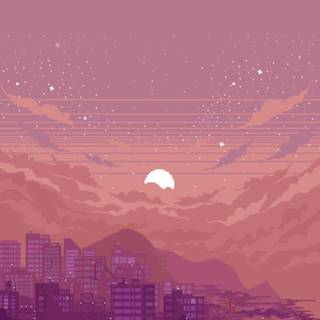 Pink pixel art wallpaper