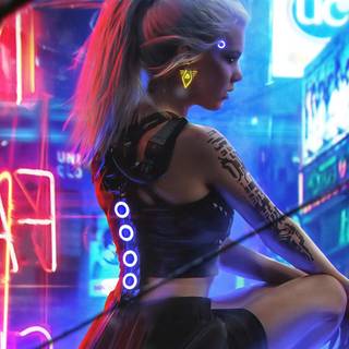 PS4 Cyberpunk girl wallpaper
