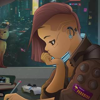 PS4 Cyberpunk girl wallpaper