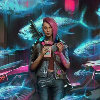 PS4 Cyberpunk girl wallpaper
