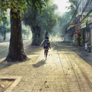 Summer sidewalk wallpaper