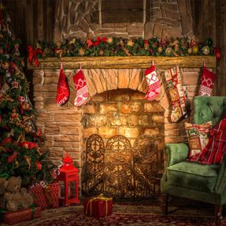 Christmas fire place wallpaper
