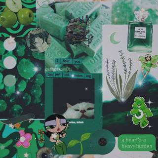 Sage green anime wallpaper