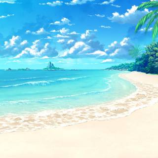 Ocean blue beach anime wallpaper