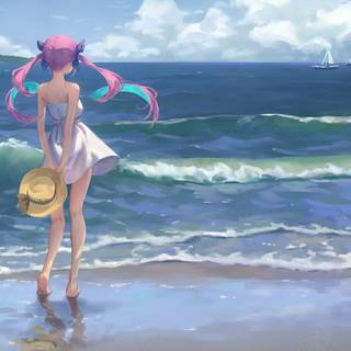 Anime beach 4k wallpaper