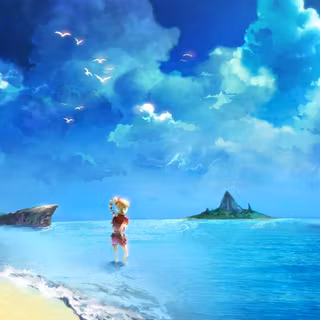 Ocean blue beach anime wallpaper
