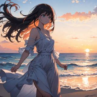 Anime beach 4k wallpaper