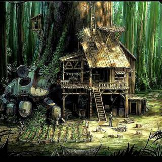 Jungle house wallpaper