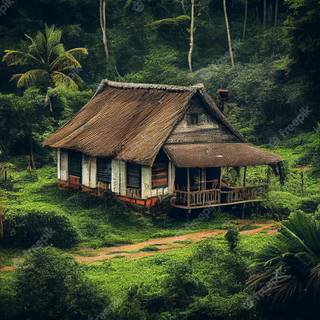 Jungle house wallpaper