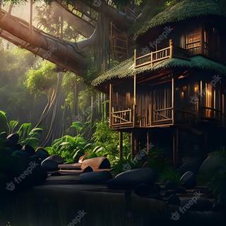 Jungle house wallpaper