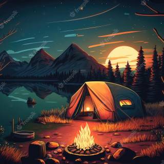 Summer camp fire wallpaper