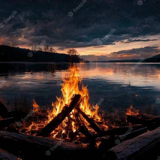 Summer camp fire wallpaper