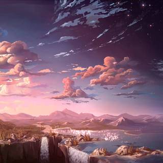 Anime aesthetic mountain wallpaper