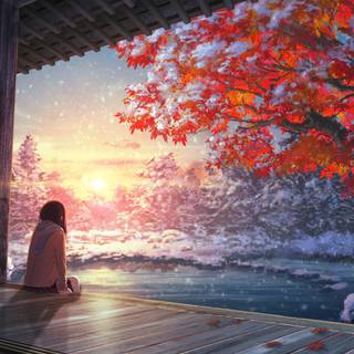 Anime tree 4k wallpaper