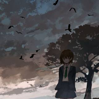 Anime tree 4k wallpaper