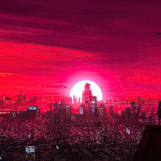 City sunset 4k wallpaper