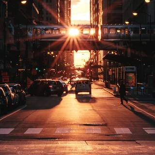 City sunset 4k wallpaper