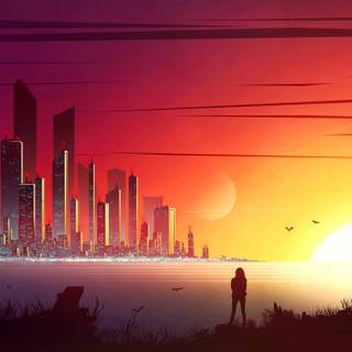 City sunset 4k wallpaper