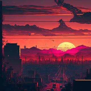 City sunset 4k wallpaper