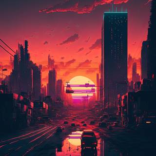 City sunset 4k wallpaper