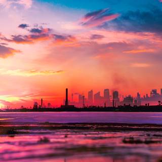 City sunset 4k wallpaper