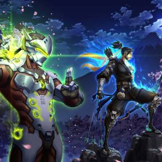 Genji and Hanzo desktop wallpaper