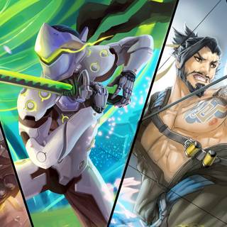 Genji and Hanzo desktop wallpaper