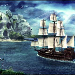 Pirate ship 4k wallpaper