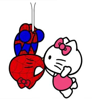 Spider-Man and Hello Kitty wallpaper
