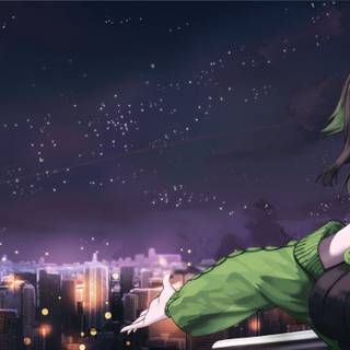 Black and green haired girl wallpaper