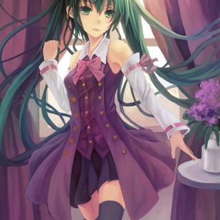 Black and green haired girl wallpaper