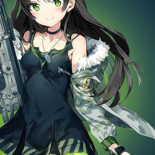 Black and green haired girl wallpaper