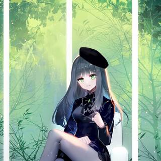 Black and green haired girl wallpaper