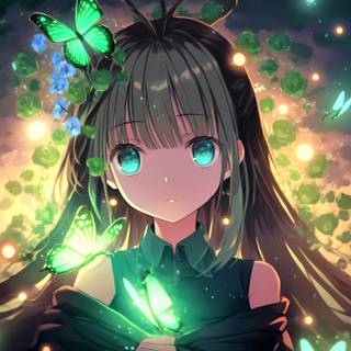 Black and green haired girl wallpaper