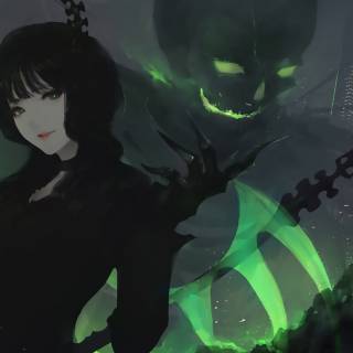 Black and green haired girl wallpaper