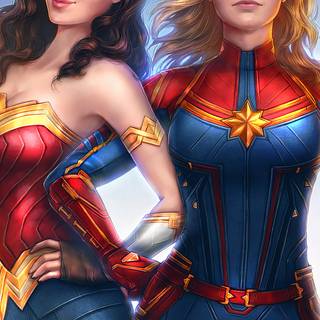 Captain Marvel and Wonder Woman wallpaper