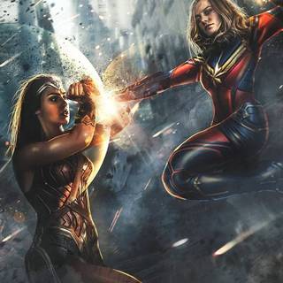 Captain Marvel and Wonder Woman wallpaper