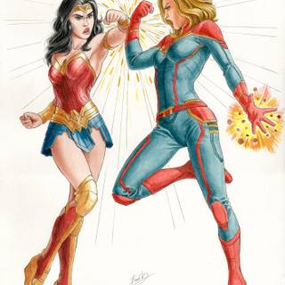 Captain Marvel and Wonder Woman wallpaper