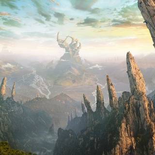 Cool mountain fantasy art 4k wallpaper