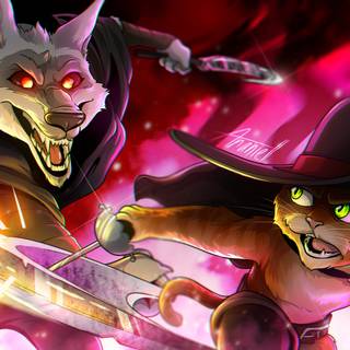 Wolf Puss in Boots wallpaper