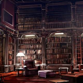 Cozy library wallpaper