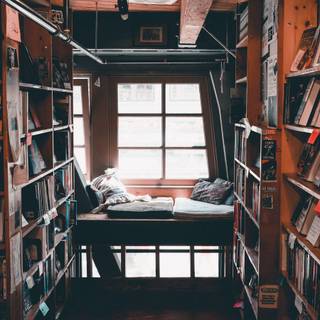 Cozy library wallpaper