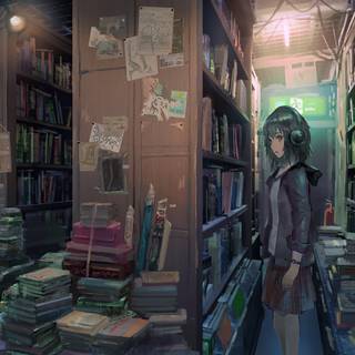 Cozy library wallpaper