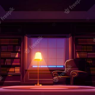 Cozy library wallpaper