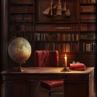 Cozy library wallpaper