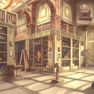 Cozy library wallpaper
